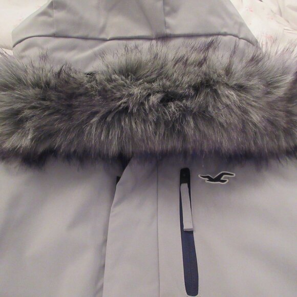 NWOT Men's Hollister Faux Fur-Lined All-Weather Winter Jacket Light Grey NEW - Picture 6 of 7